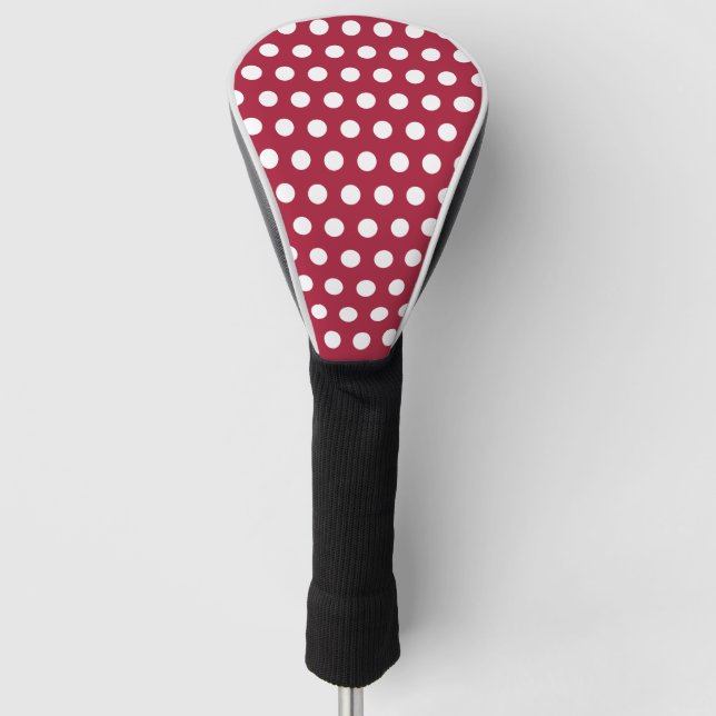 Beerenrotes Weißes Punkte-Muster-Design Golf Headcover (Vorderseite)