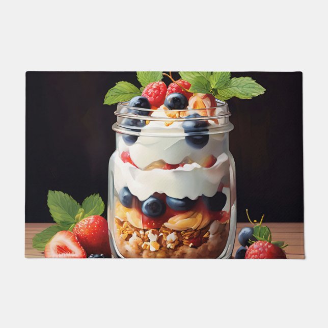 Beerenschichtdessert im Glas mit Deckel Fußmatte (Vorderseite)