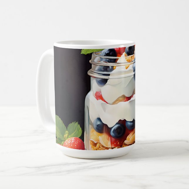Beerenschichtdessert im Glasbehälter Kaffeetasse (Vorderseite Links)