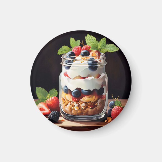 Beerenschichtdessert im Glasbehälter Magnet (Vorne)