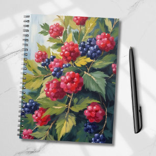 Beerenstrauch Himbeeren Brombeeren Aquarell Obst Notizblock
