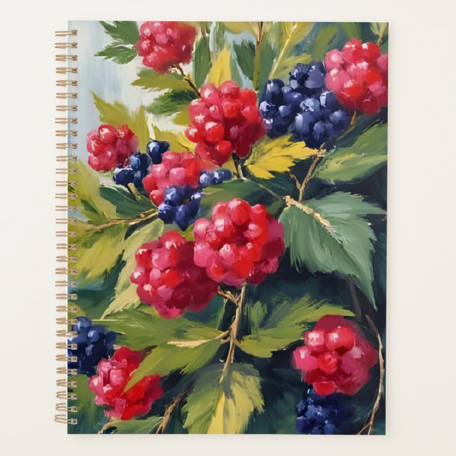 Beerenstrauch Himbeeren Brombeeren Wasserfarbe Obs Planer (Vorderseite)
