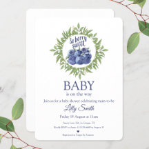 Beerensüße Babydusche Einladung Heidelbeeren