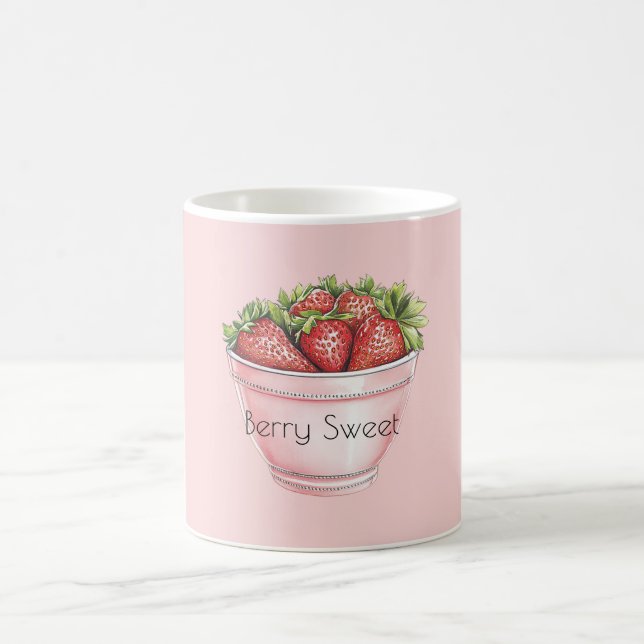 Beerensüße rosafarbene Schüssel mit Erdbeeren Kaffeetasse (Mittel)