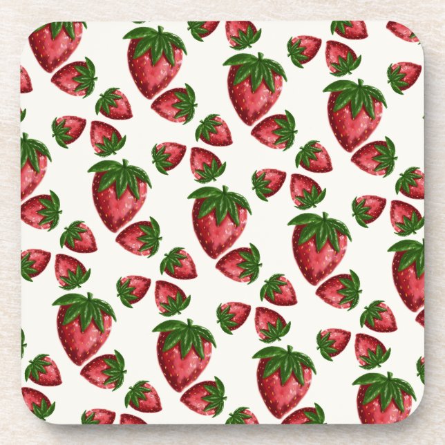 Beerensüßes Erdbeer-Muster-Getränkeuntersetzer Getränkeuntersetzer (Vorderseite)