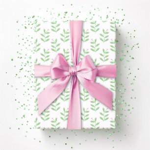 Beerenzweig in Rosa und Grün Geschenkpapier