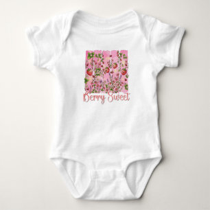Beerige Süße Erdbeer-Garten-Aquarell-Blumenmuster Baby Strampler