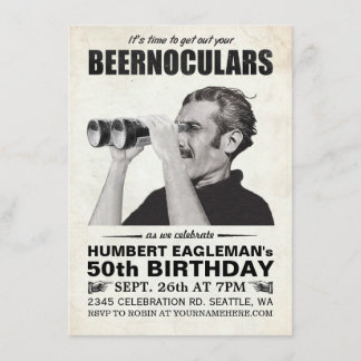 Beernoculars Vintage Geburtstagseinladung Einladung