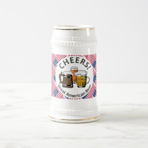 Beers Cheers USA FLAG American Customized Cartoon Bierglas