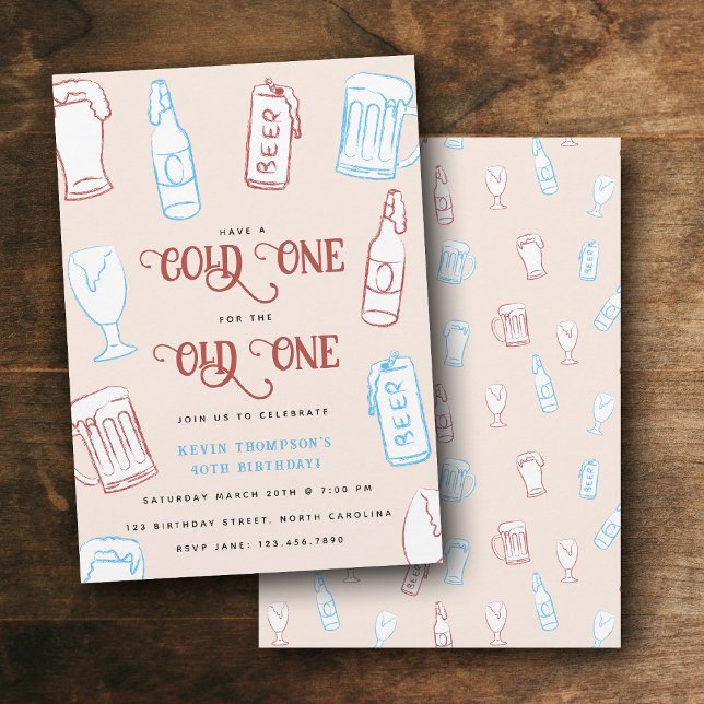 Beers Rustic Hand Drawn Whimsical Beer Birthday Einladung (Beers Rustic Hand Drawn Whimsical Beer Birthday Invitation)