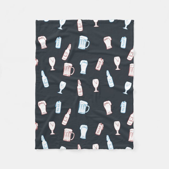 Beers Rustic Hand Drawn Whimsical Beer Man Cave Fleecedecke (Vorderseite)