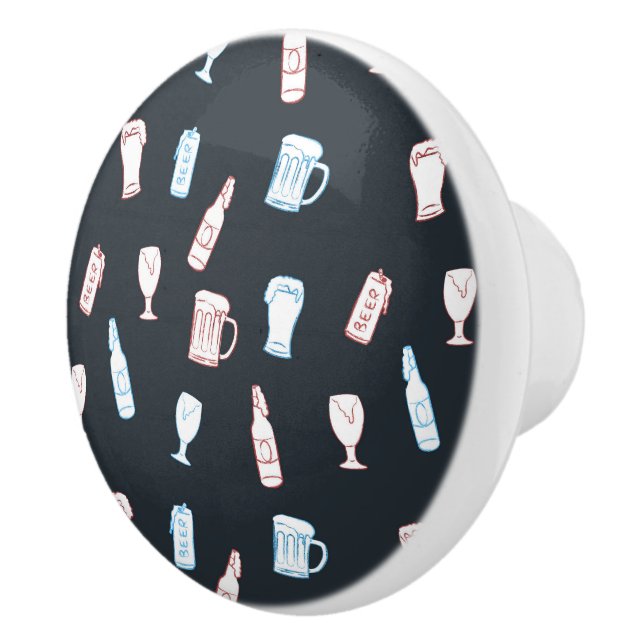 Beers Rustic Hand Drawn Whimsical Beer Man Cave Keramikknauf (Rechts)