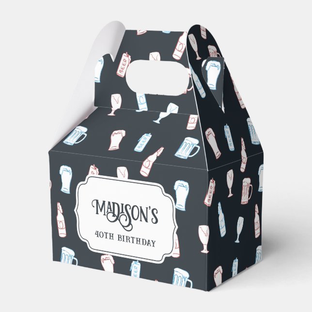 Beers Rustic Hand Drawn Whimsical Beer Party Theme Geschenkschachtel (Vorderseite)
