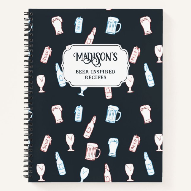 Beers Rustic Hand Drawn Whimsical Beer Recipe Notizbuch (Vorderseite)