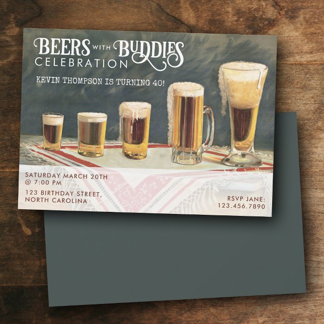 Beers Rustic Watercolor Beers Buddies Birthday  Einladung (Beers Rustic Watercolor Beers Buddies Birthday Invitation)