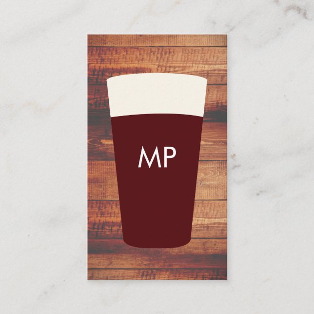 Beers Rustic Wood Square Element Monogram | Bier Visitenkarte (Vorderseite)
