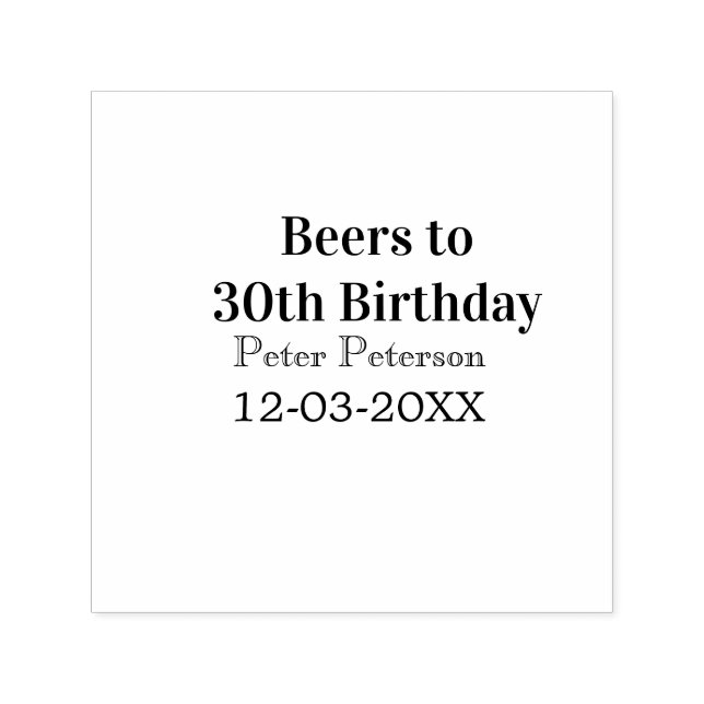 Beers to 30th birthday name date man stylishSimple Permastempel (Design)