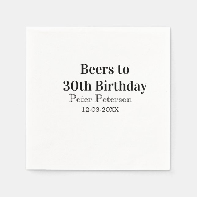 Beers to 30th birthday name date man stylishSimple Serviette (Vorderseite)