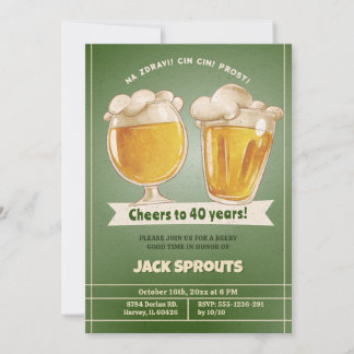 Beers to 40 Years Mens Adult Birthday Party Einladung