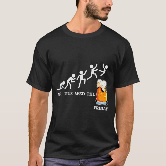 Beervolution Bier-Evolutionswoche Freitag Lustig  T-Shirt (Vorderseite)