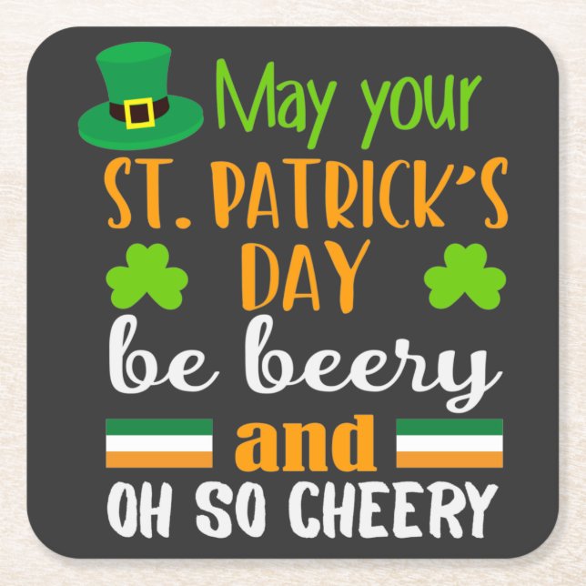 Beery Cheery St. Patrick's Day Rechteckiger Pappuntersetzer (Vorderseite)
