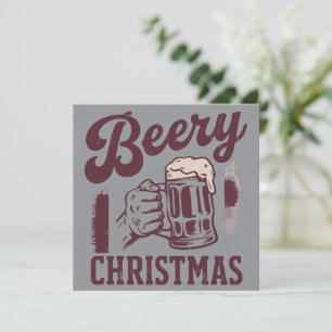 Beery Christmas Vintag festliche Party Typ Bier Feiertagskarte