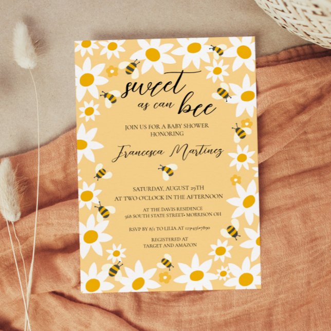 Bees and Daisies Baby Shower Invitation Einladung (Von Creator hochgeladen)
