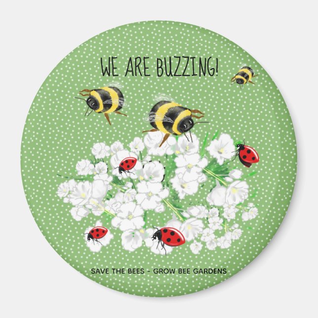 BEES and LadyBugs - Art of LeahG Rette die Bienen Magnet (Vorne)