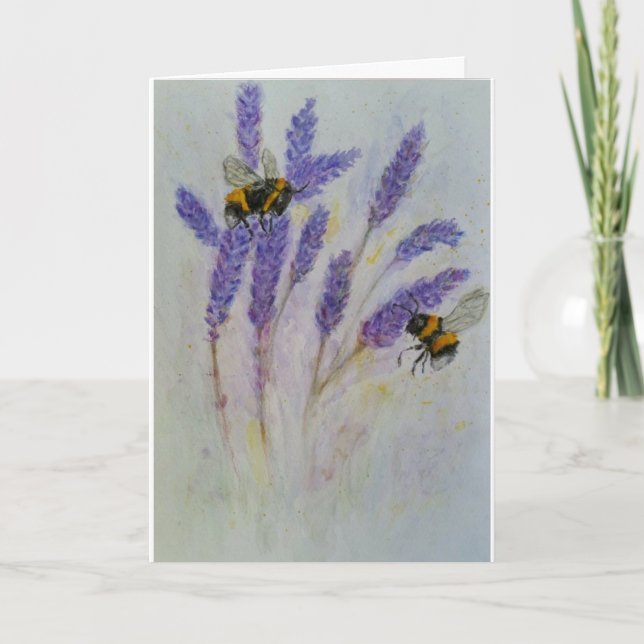 Bees Lavender Aquarellkarte Mama nana Freund Karte (Vorderseite)