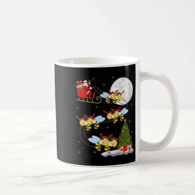 Bees Santa Sleigh Flying Funny Magical Christmas P Kaffeetasse (Rechts)