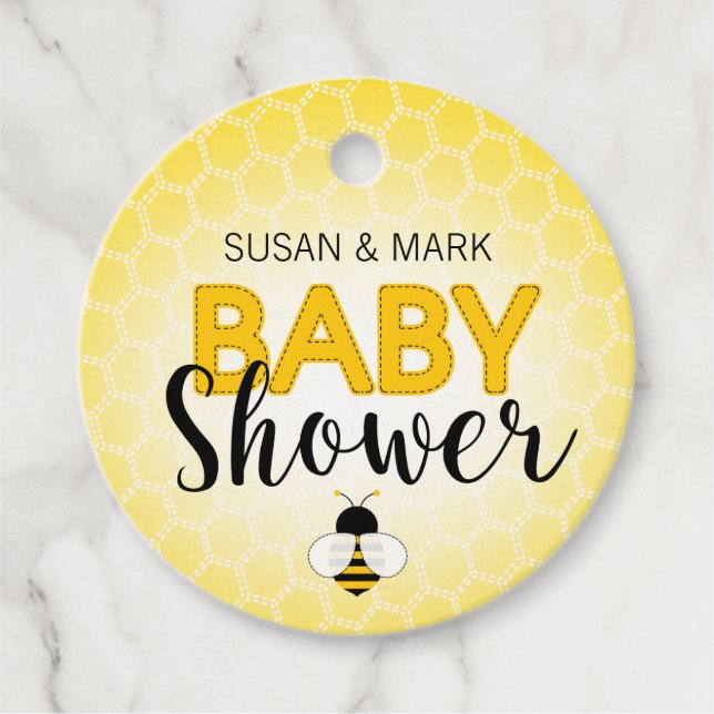 Bees theme baby Dusche Circle Tag Geschenkanhänger (Vorderseite)