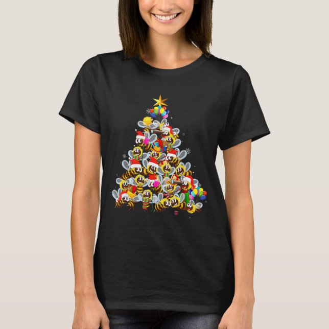 Bees Tree Christmas Sweater Xmas For Bees Lover  T-Shirt (Vorderseite)