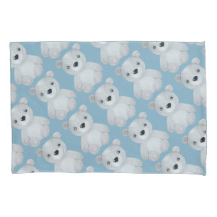 Beet mit blauem Bär Kissenbezug