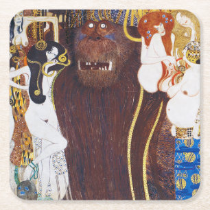 Beethoven Frieze (Detail), Gustav Klimt Rechteckiger Pappuntersetzer