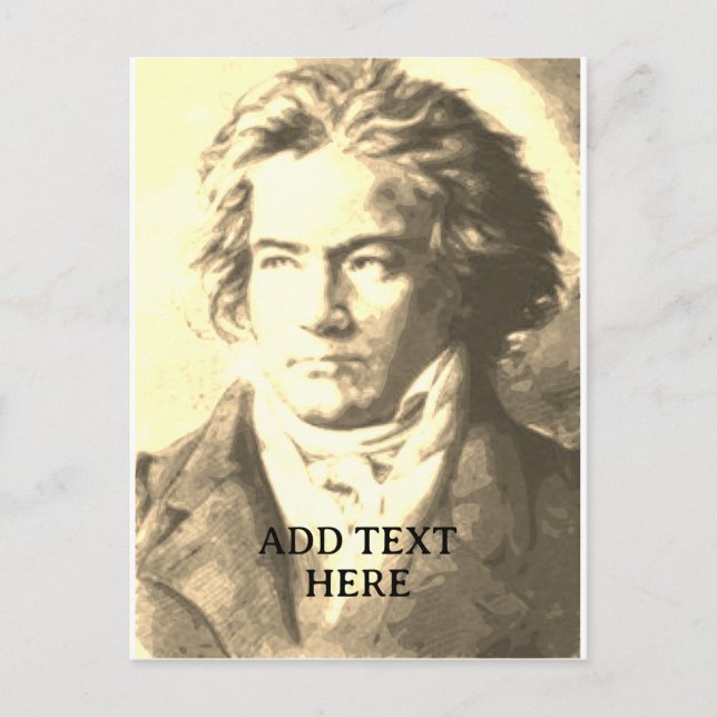 Beethoven im benutzerdefinierten Sepia-Text Postkarte (Vorderseite)