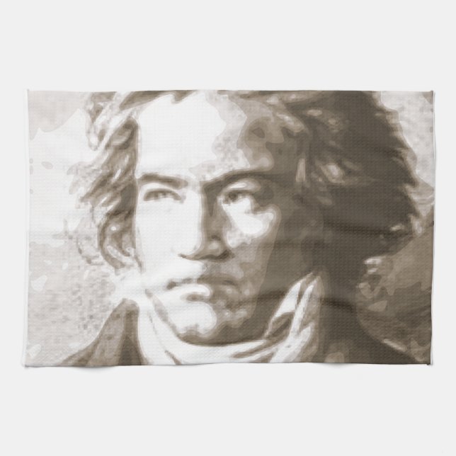 Beethoven in Sepia Geschirrtuch (Horizontal)