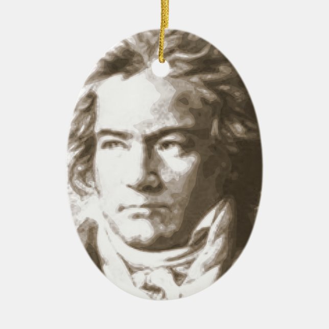 Beethoven in Sepia Keramik Ornament (Vorne)