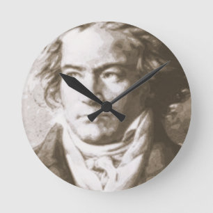 Beethoven in Sepia Runde Wanduhr