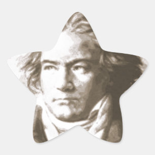 Beethoven in Sepia Stern-Aufkleber