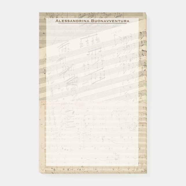 Beethoven Music Manuscript Medley Individuelle Nam Post-it Klebezettel (Vorderseite)
