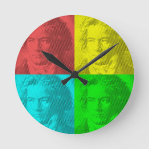 Beethoven-Portrait auf den Plätzen Runde Wanduhr