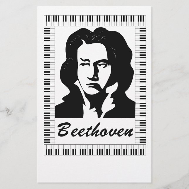 Beethoven-Portrait mit Klaviertastatur Briefpapier (Vorderseite)