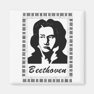 Beethoven-Portrait mit Klaviertastatur Magnet