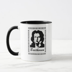 Beethoven-Portrait mit Klaviertastatur Tasse