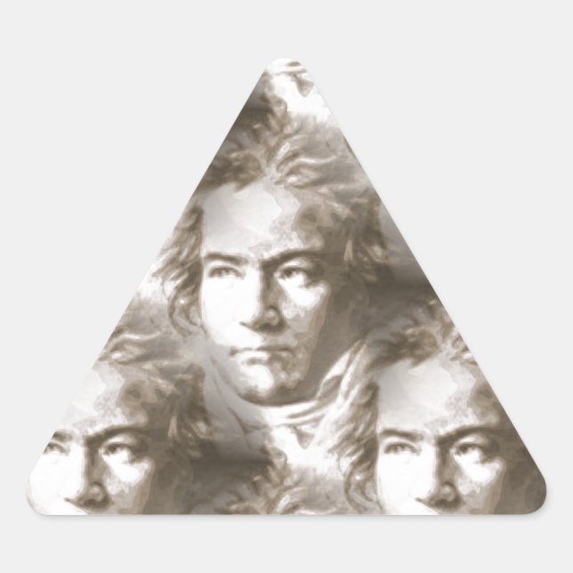 Beethoven Portrait Pattern Dreieckiger Aufkleber (Vorderseite)