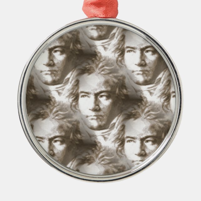 Beethoven Portrait Pattern Ornament Aus Metall (Vorne)