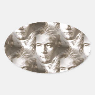Beethoven Portrait Pattern Ovaler Aufkleber