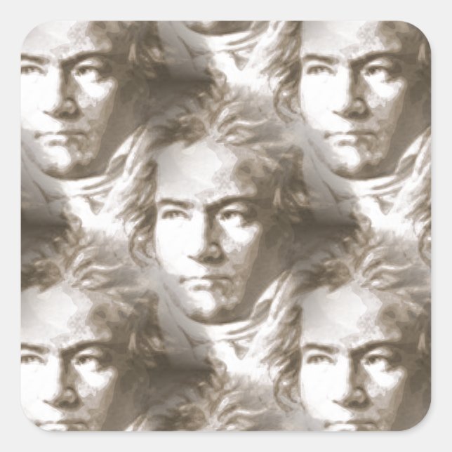 Beethoven Portrait Pattern Quadratischer Aufkleber (Vorderseite)