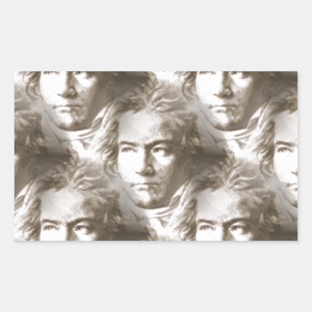 Beethoven Portrait Pattern Rechteckiger Aufkleber (Vorderseite)