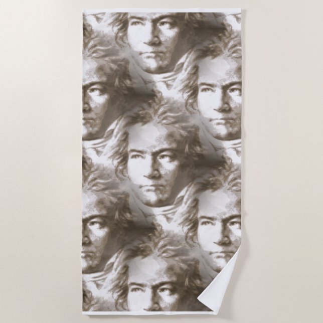 Beethoven Portrait Pattern Strandtuch (Vorderseite)